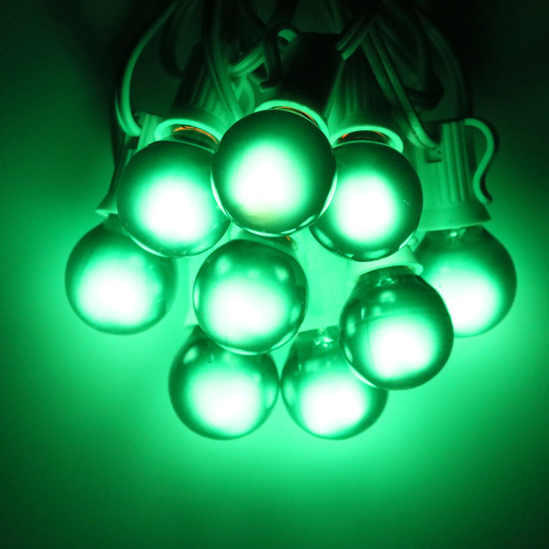 G30 Green Satin Glass Bulbs E12 Bases