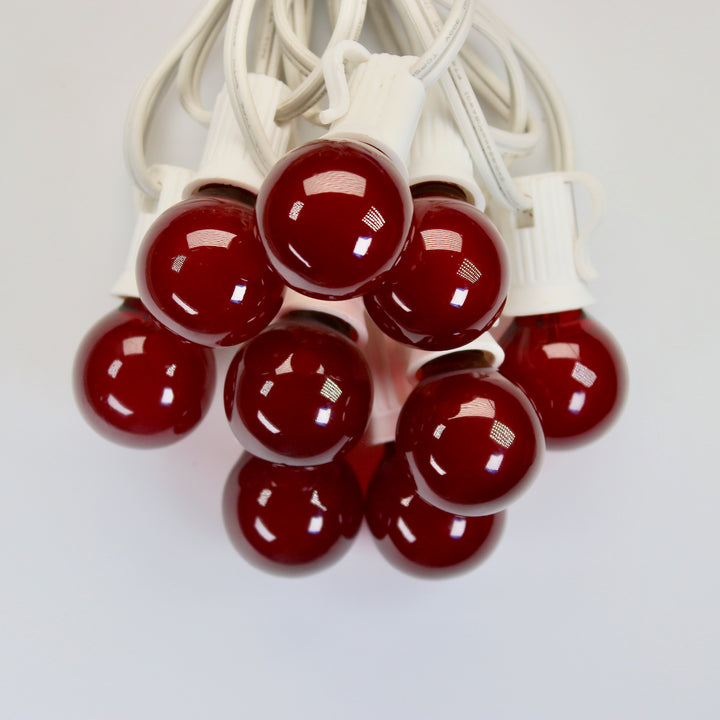 G30 Red Satin Glass Bulbs E12 Bases