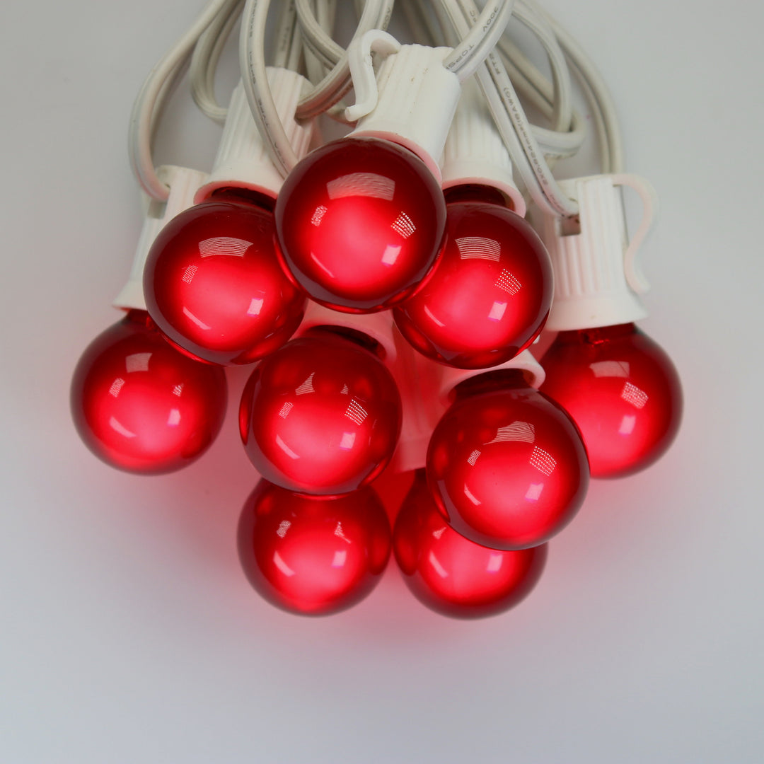 G30 Red Satin Glass Bulbs E12 Bases