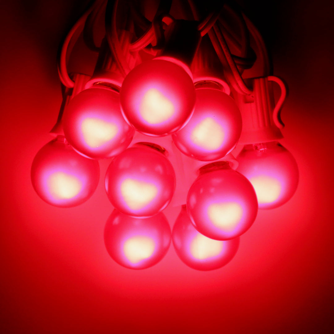 G30 Red Satin Glass Bulbs E12 Bases