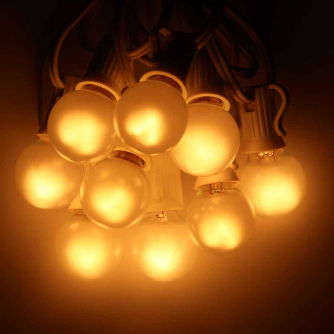 G30 White Satin Glass Bulbs E12 Bases