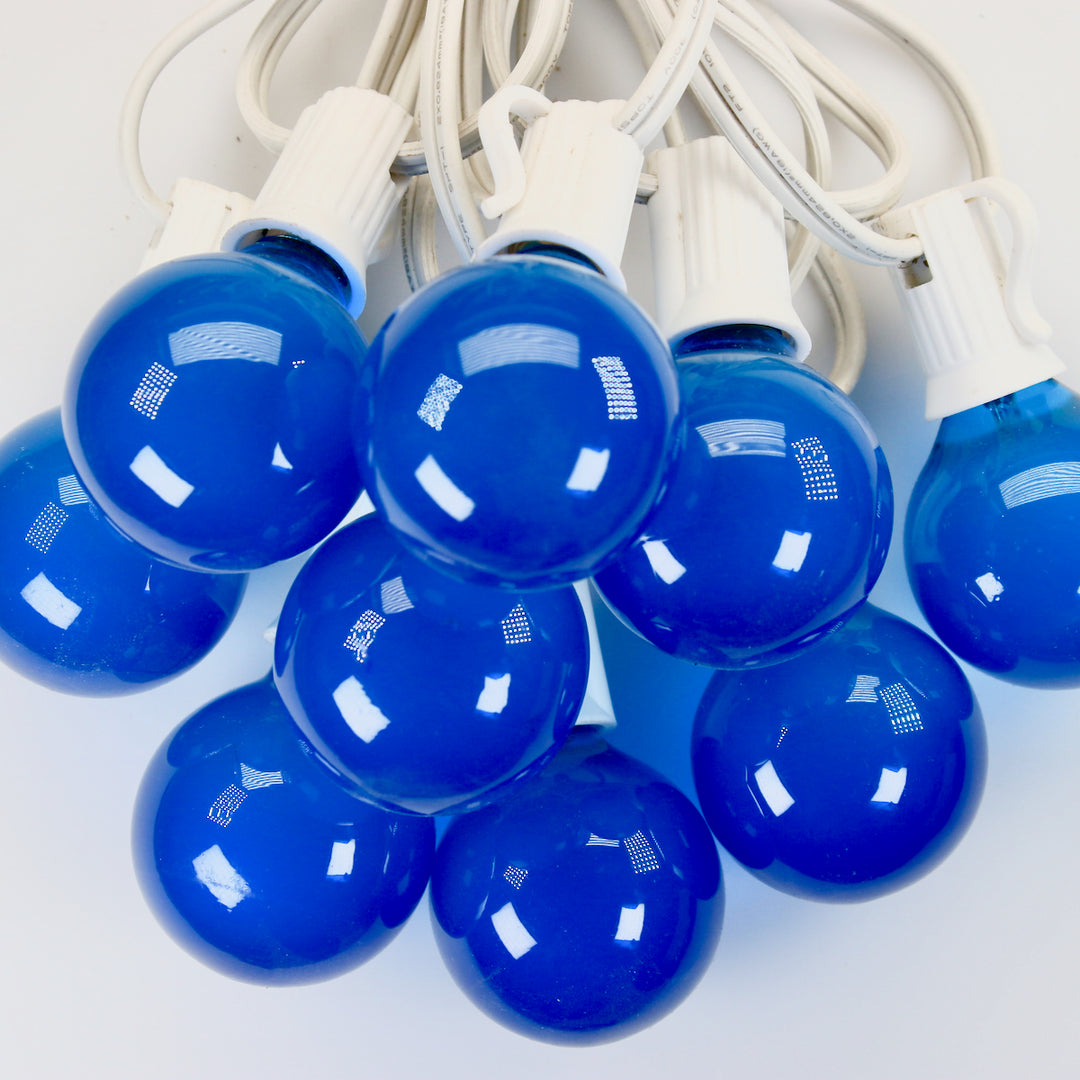 G40 Blue Satin Glass Bulbs E12 Bases