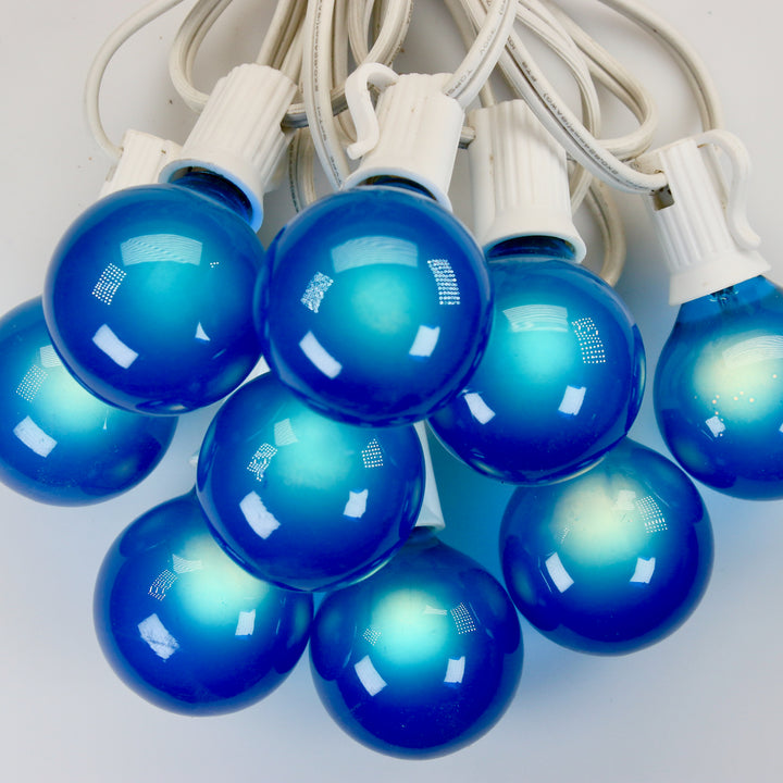 G40 Blue Satin Glass Bulbs E12 Bases