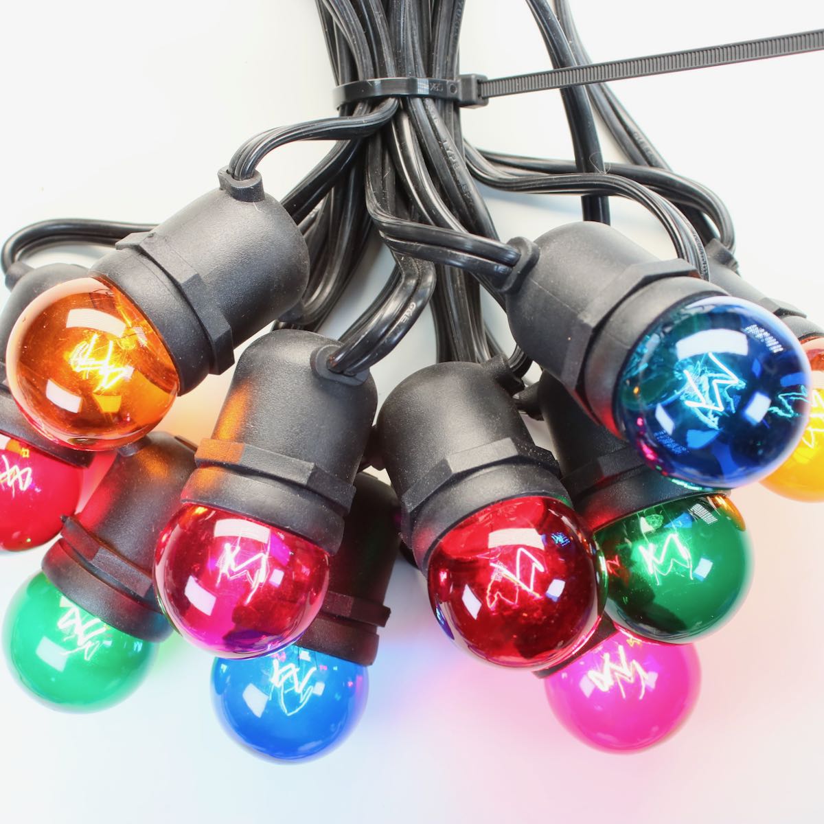 G40 Multicolor Glass Bulbs E26 Bases 25 Pack