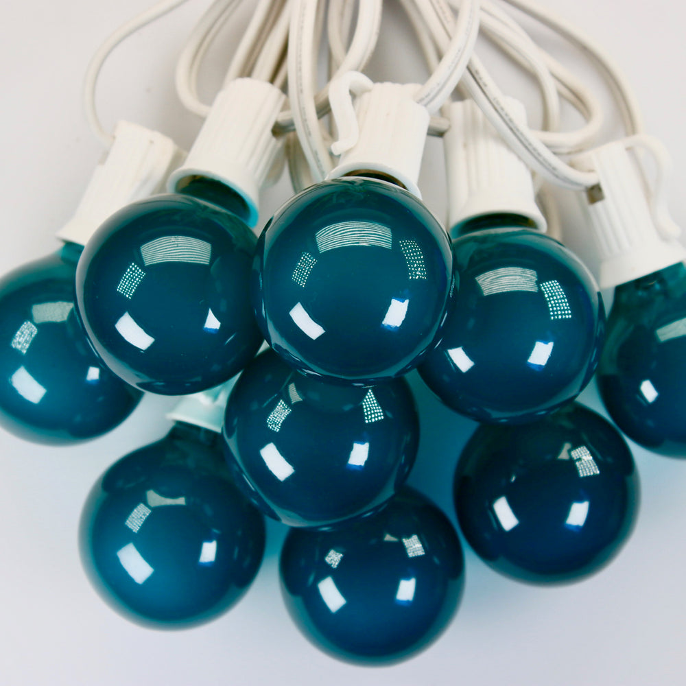 G40 Teal Satin Glass Bulbs E12 Bases