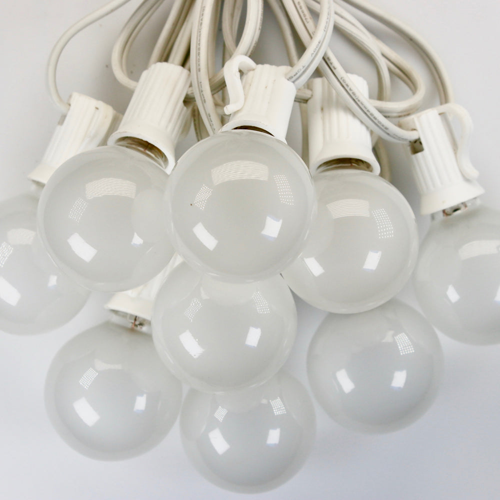 G40 White Satin Glass Bulbs E12 Bases