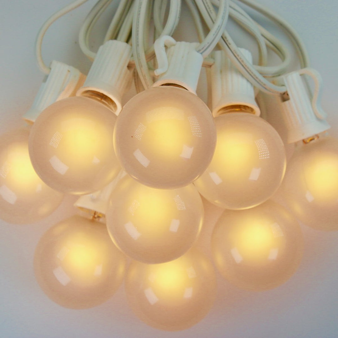 G40 White Satin Glass Bulbs E12 Bases