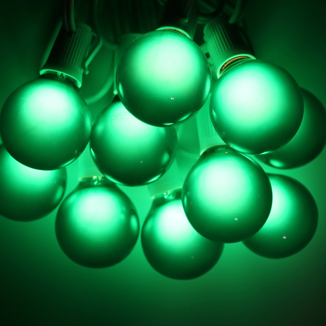 G50 Green Satin Glass Bulbs E17 Bases