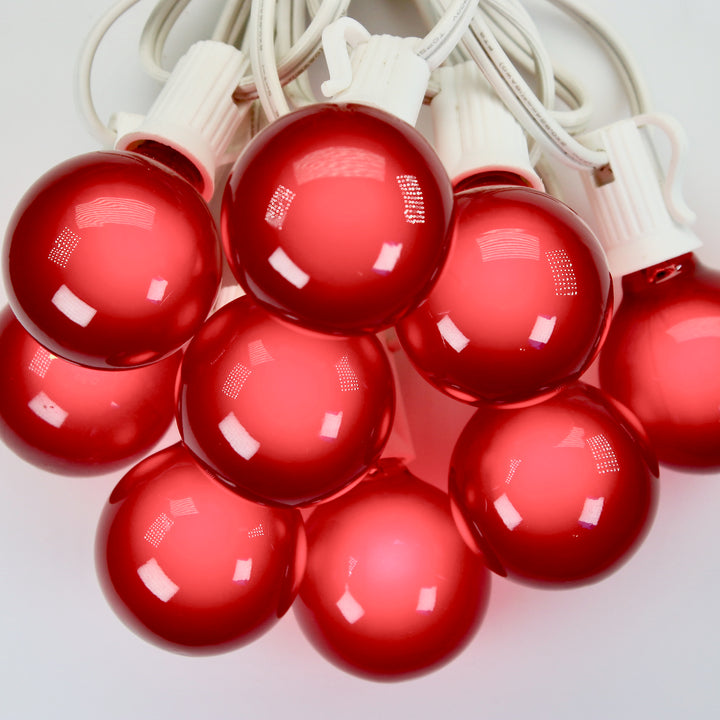 G50 Red Satin Glass Bulbs E17 Bases