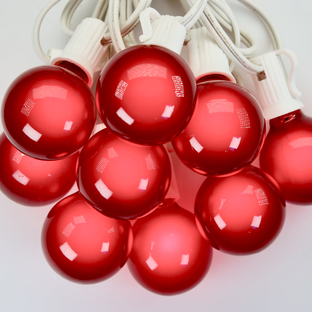 G50 Red Satin Glass Bulbs E17 Bases