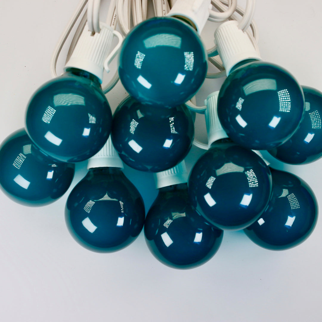 G50 Teal Satin Glass Bulbs E17 Bases