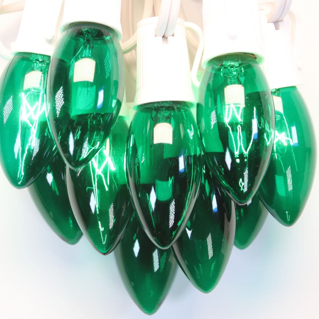 C9 Green Twinkle Glass Bulbs E17 Bases