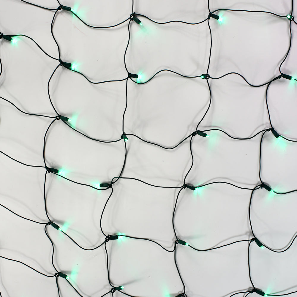 100-light Green 5mm LED Net Lights, Green Wire