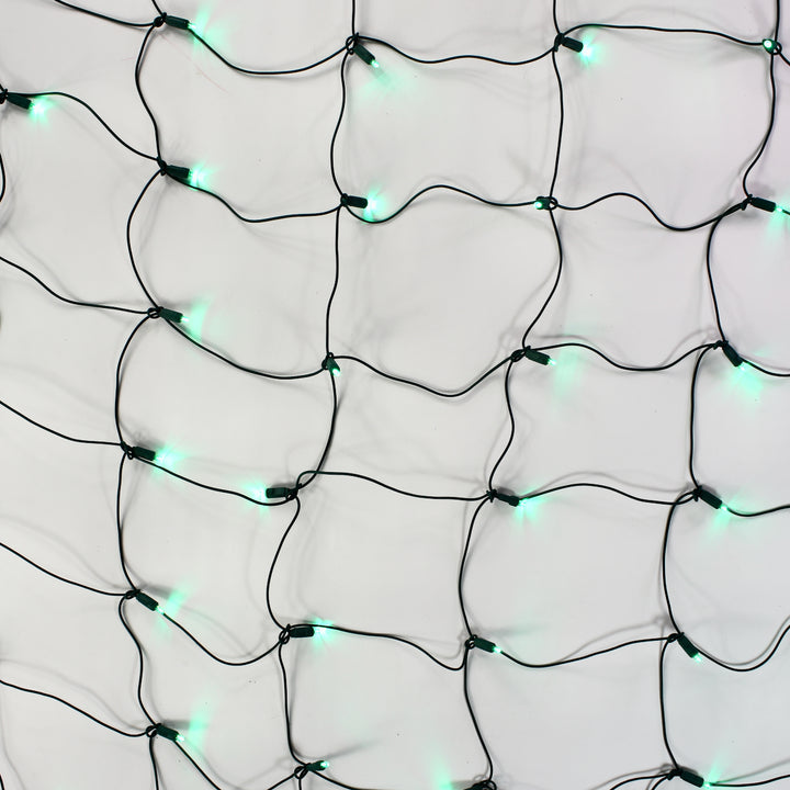 100-light Green 5mm LED Net Lights, Green Wire