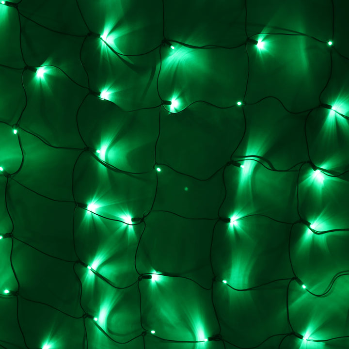 100-light Green 5mm LED Net Lights, Green Wire