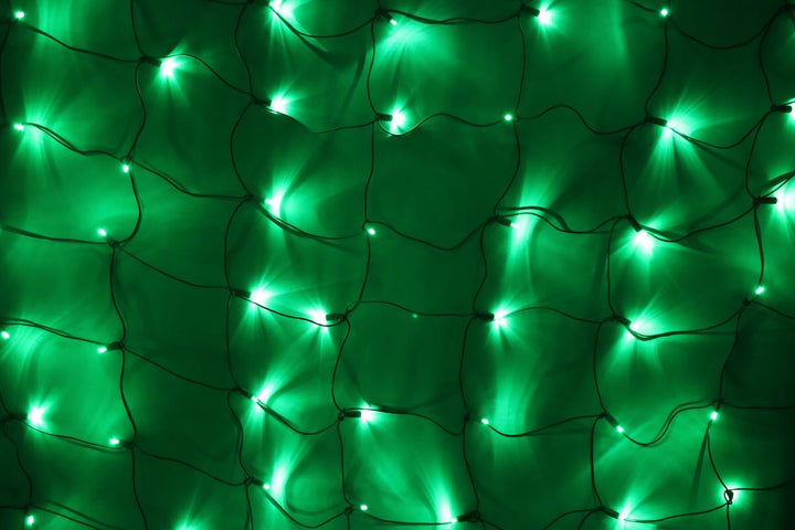 100-light M5 Green LED Net Lights, Green Wire