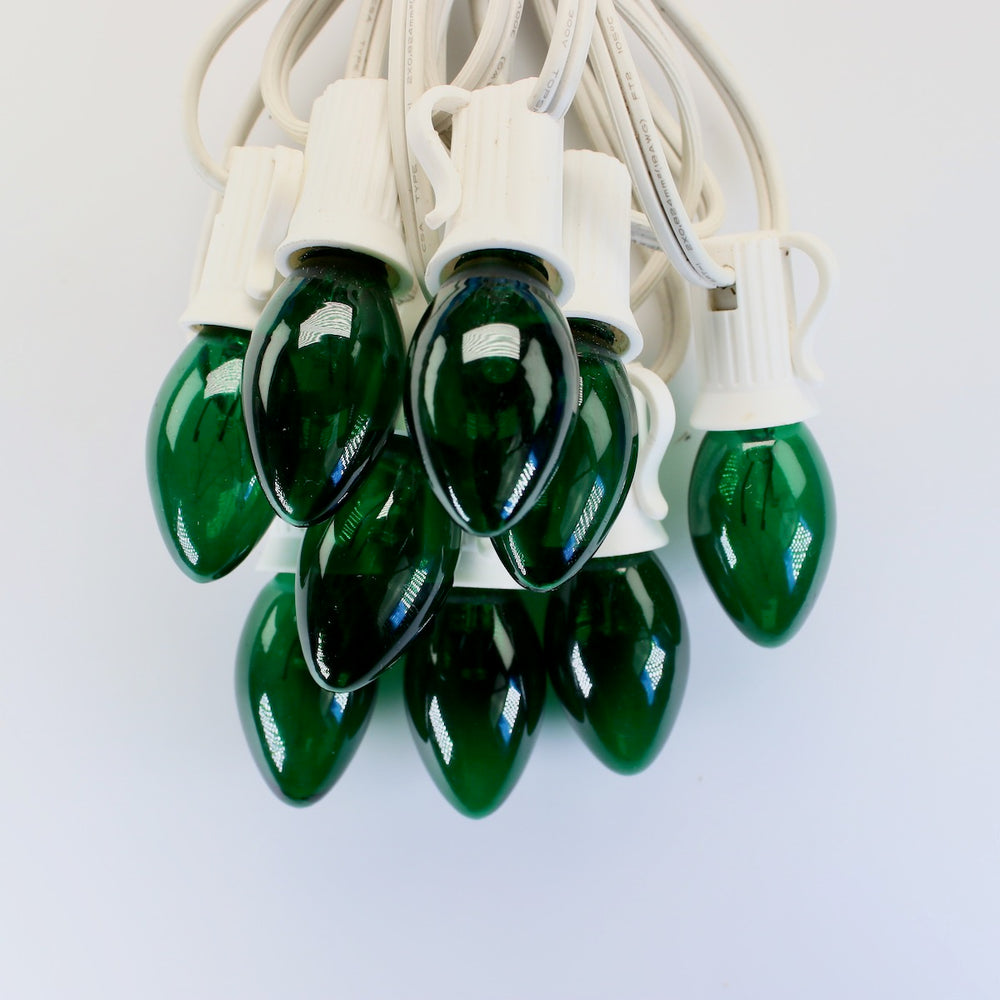 C7 Green Glass Bulbs E12 Bases