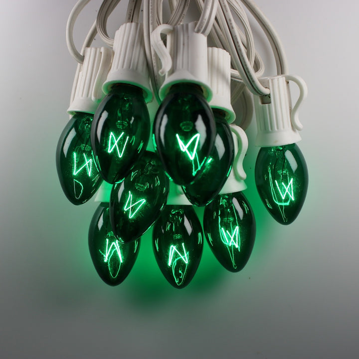 C7 Green Twinkle Glass Bulbs E12 Bases