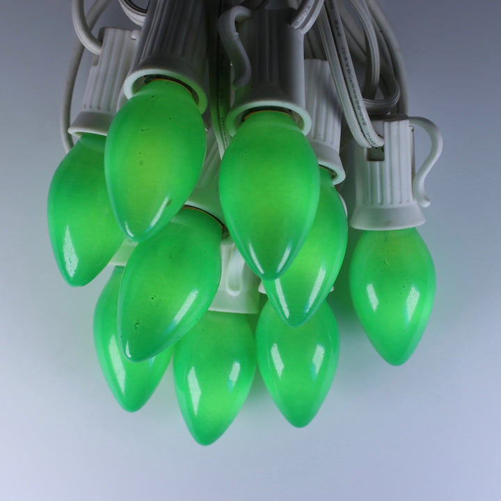 C7 Green Opaque Glass Bulbs E12 Bases