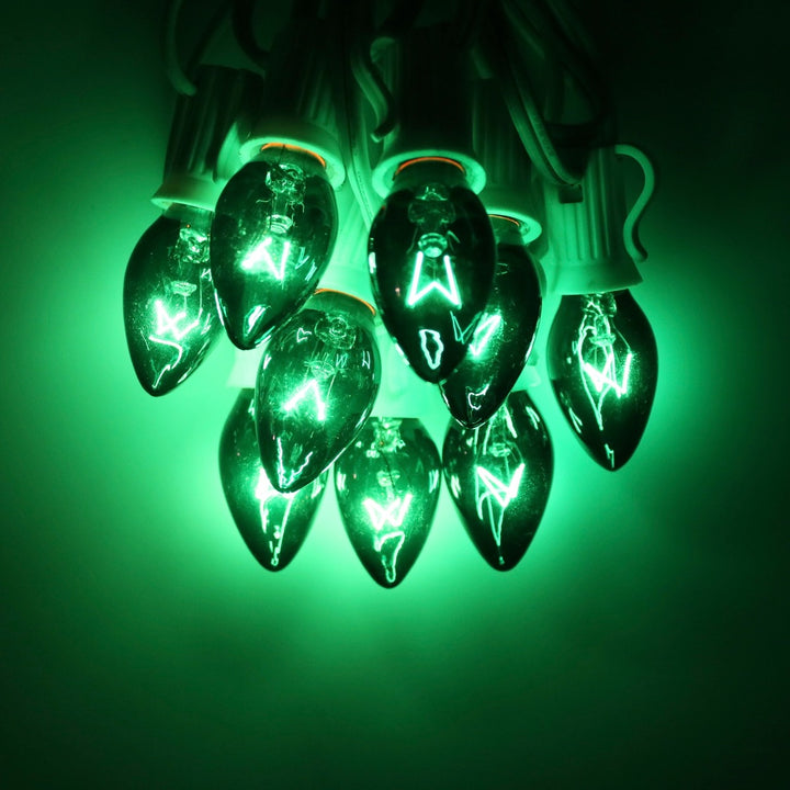 C7 Green Triple Dip Glass Bulbs E12 Bases