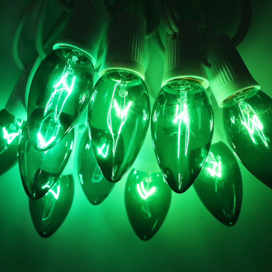 C9 Green Glass Bulbs E17 Bases