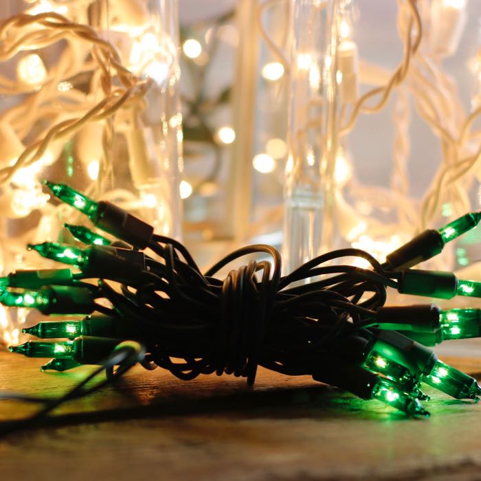 20-bulb Green Craft Lights, Green Wire