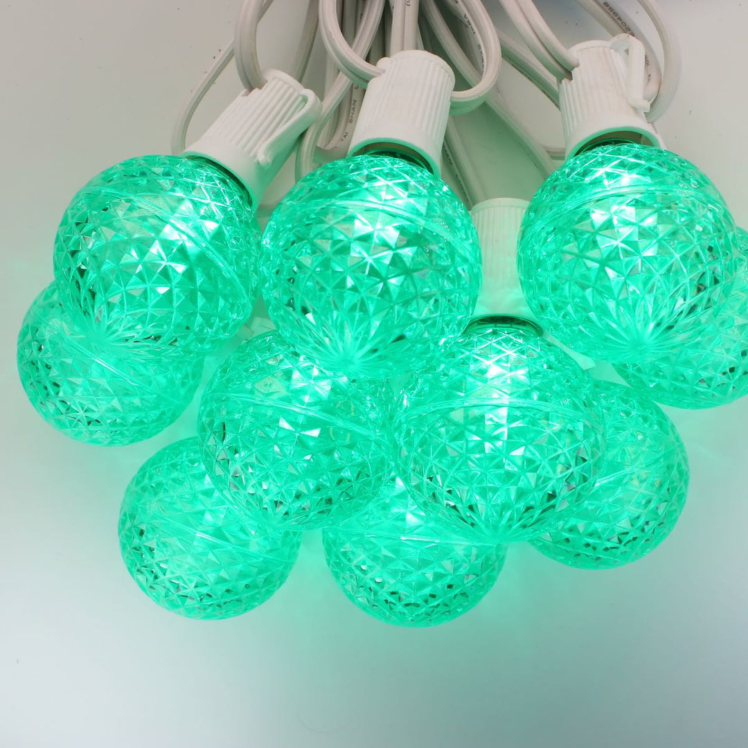 G50 Outdoor String Lights with Clear Bulbs and Green Wire