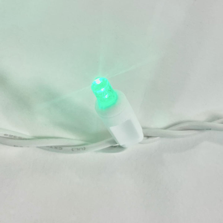 100-light Green 5mm LED Icicle Lights, White Wire