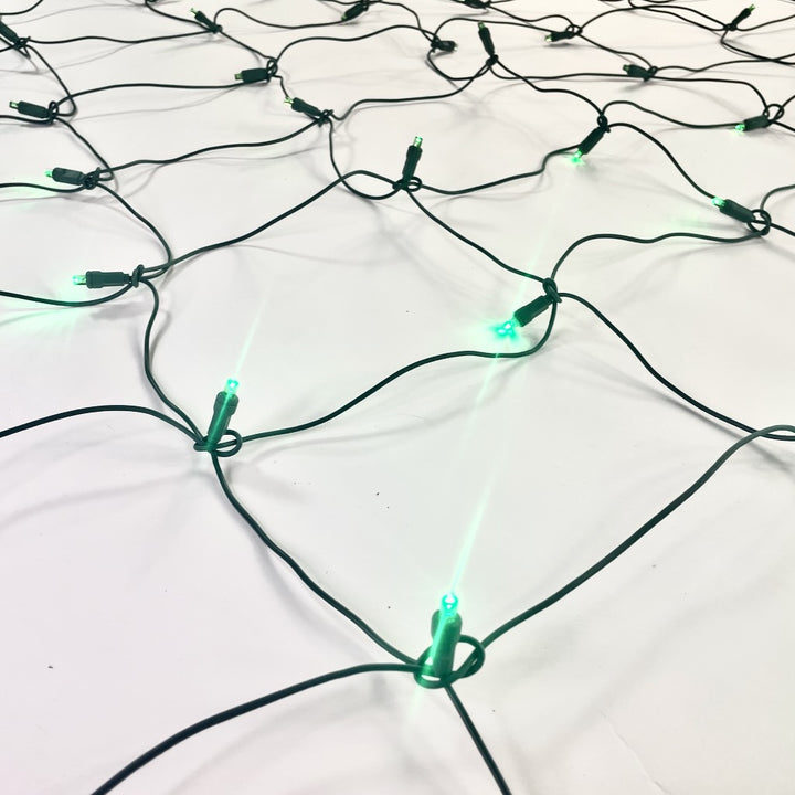 100-light Green 5mm LED Net Lights, Green Wire