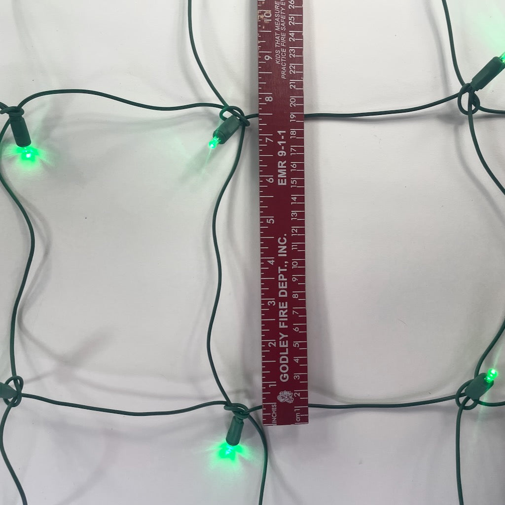 100-light Green 5mm LED Net Lights, Green Wire