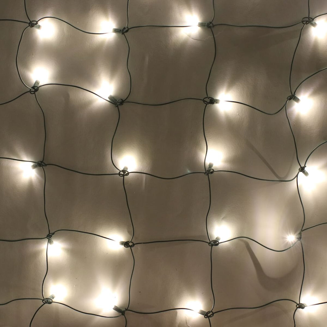 100-light M5 Warm White LED Net Lights, Green Wire