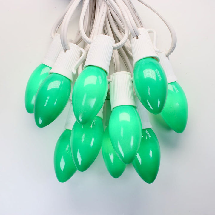 C9 Green Opaque Glass Bulbs E17 Bases