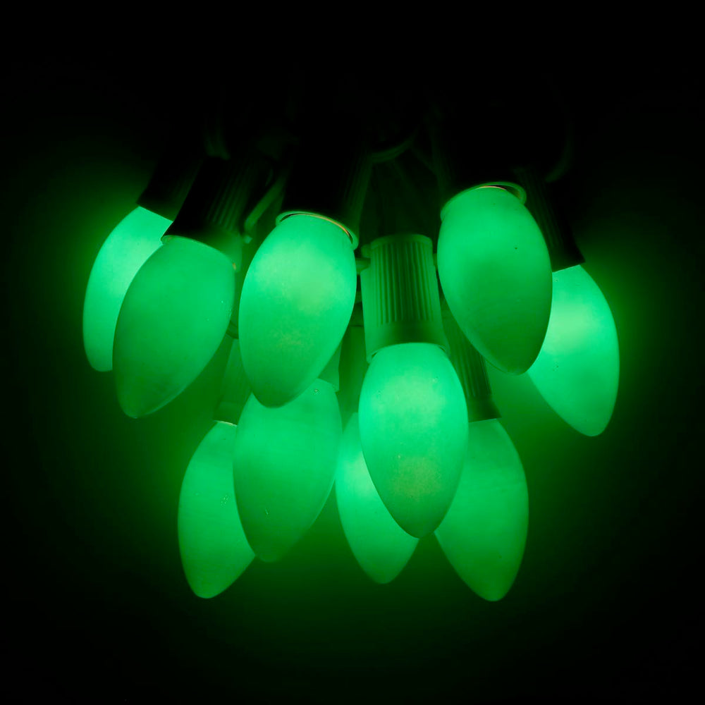 C9 Green Opaque Glass Bulbs E17 Bases