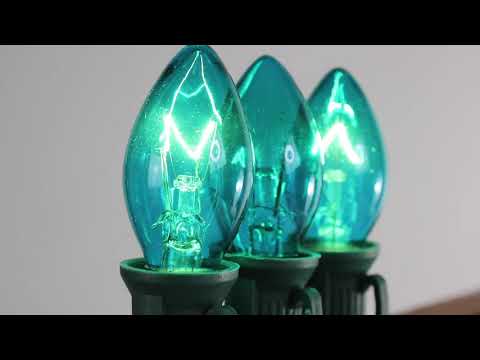 C7 Teal Twinkle Glass Bulbs E12 Bases (25 Pack)