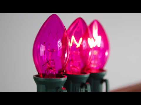 C7 Pink Twinkle Glass Bulbs E12 Bases (25 Pack)