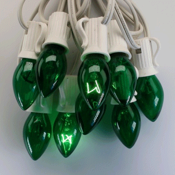 C7 Green Twinkle Glass Bulbs E12 Bases