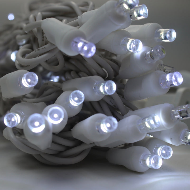 50-light  Pure White LED Twinkle Lights - 50 Count Bulbs, White Wire