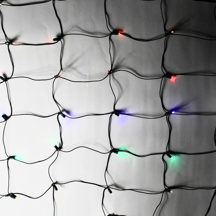 100-light Multicolor 5mm LED Net Lights, Green Wire