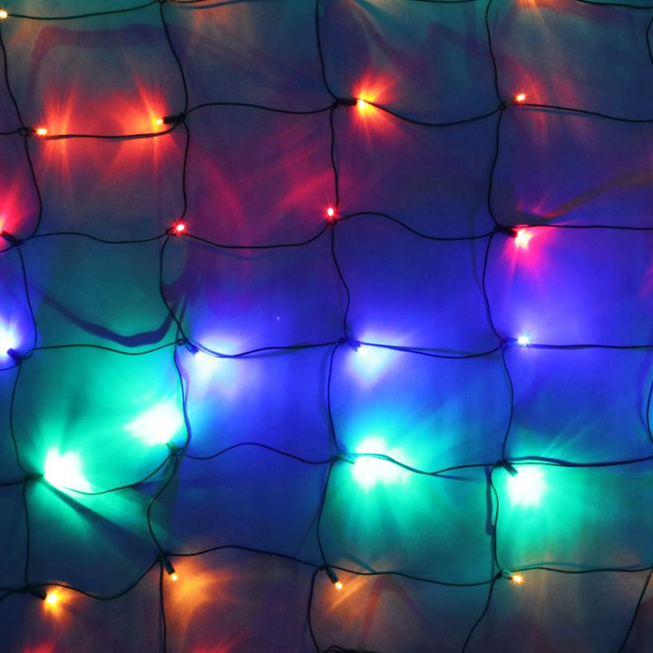 100-light Multicolor 5mm LED Net Lights, Green Wire