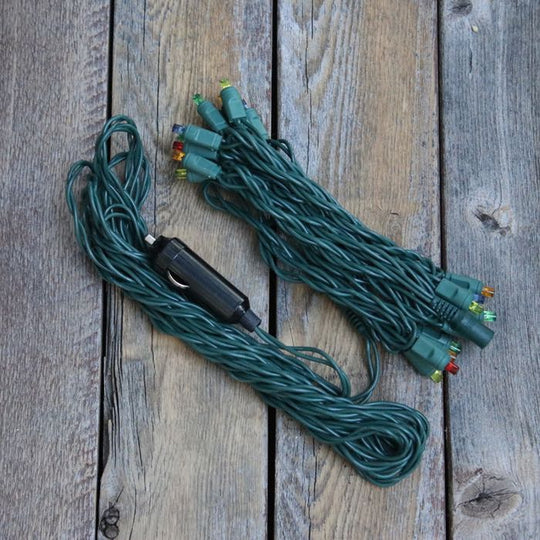 12 Volt LED Light Set Multicolor on Green Wire Christmas Light Source