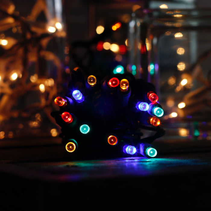 20-light Multicolor LED Craft Lights, Green Wire – Christmas Light Source