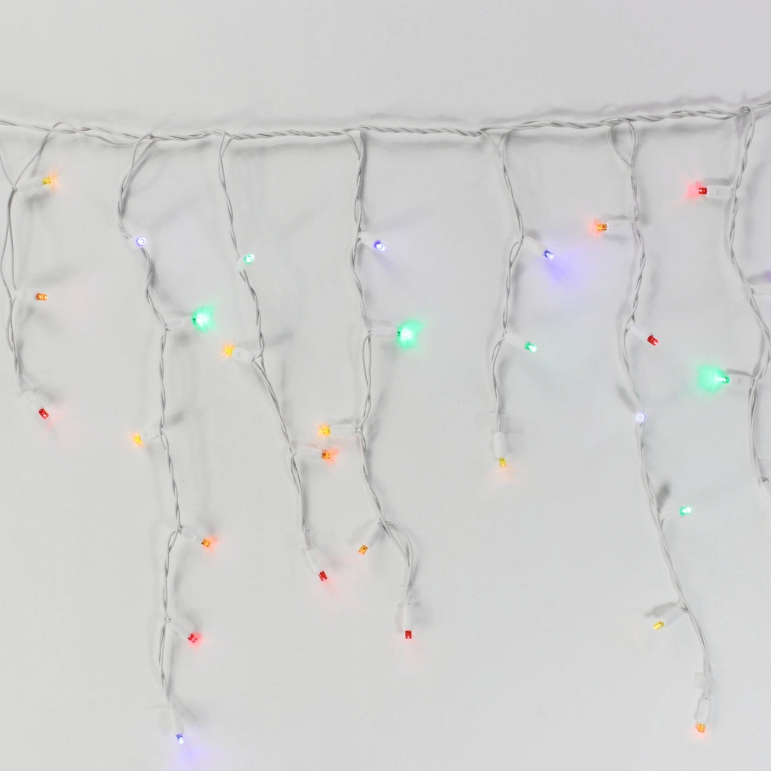 100-light Multicolor 5mm LED Icicle Lights, White Wire
