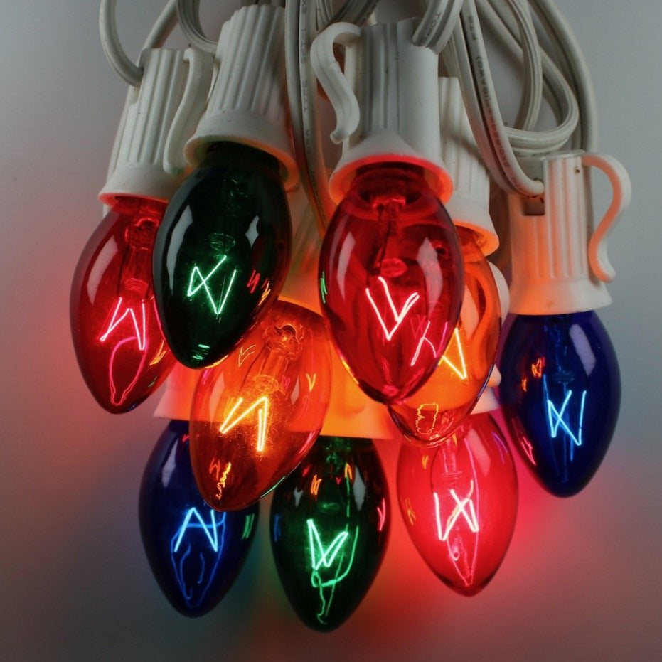 C7 Multicolor Twinkle Glass Bulbs E12 Bases Christmas Light Source