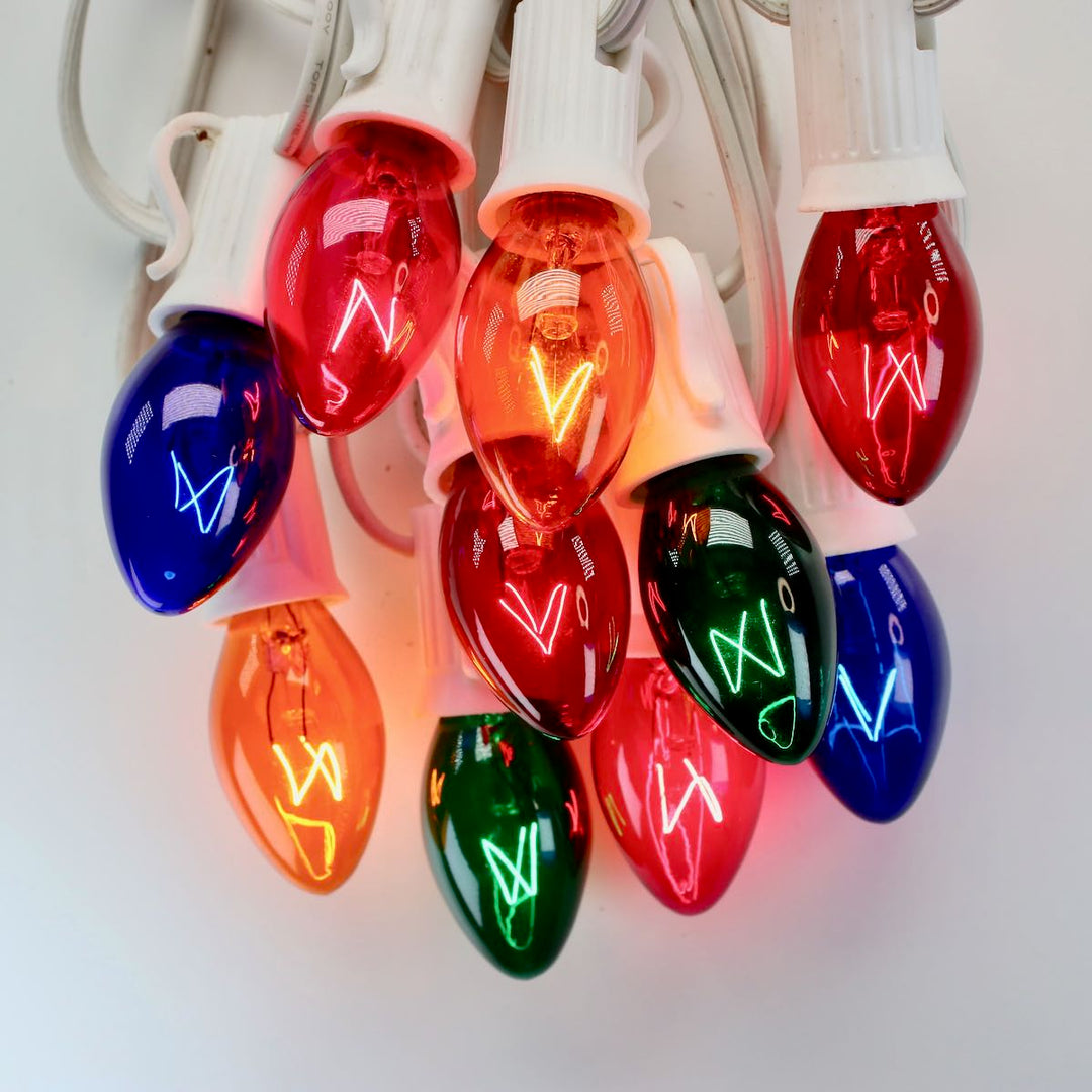C7 Multicolor Extra Bright Glass Bulbs E12 Bases