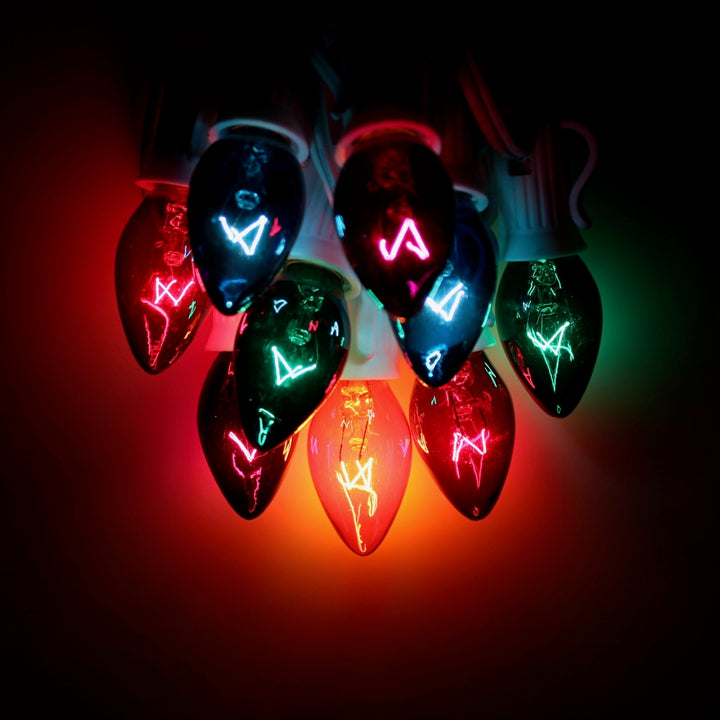 C7 Multicolor Triple Dip Glass Bulbs E12 Bases