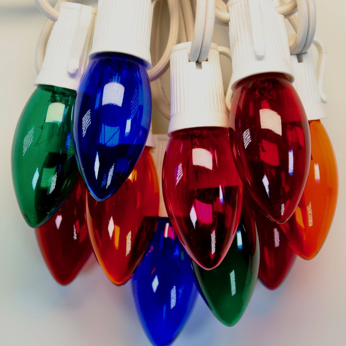 Minleon C9 Multicolor Smooth Twinkle LED Bulbs E17 Bases 25 Pack