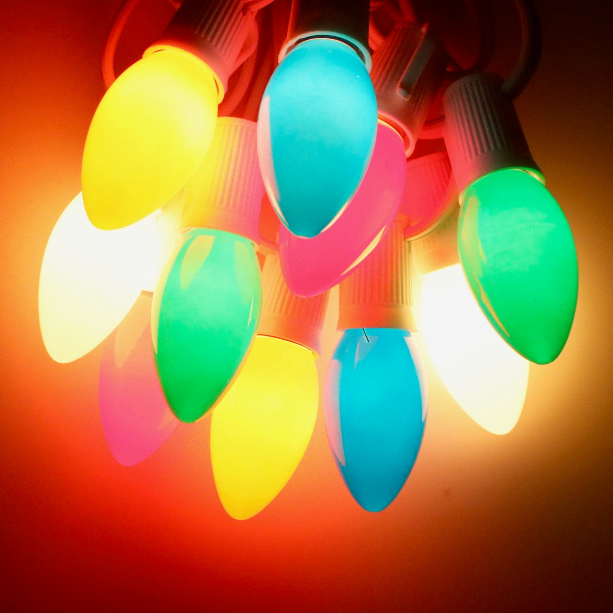 C9 Multicolor Opaque Glass Bulbs E17 Bases 25 Pack