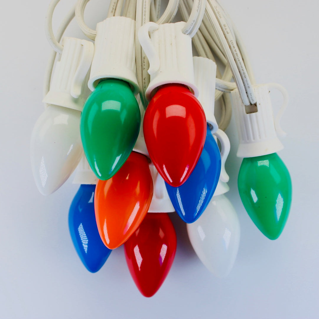C7 Multicolor Opaque Glass Bulbs E12 Bases