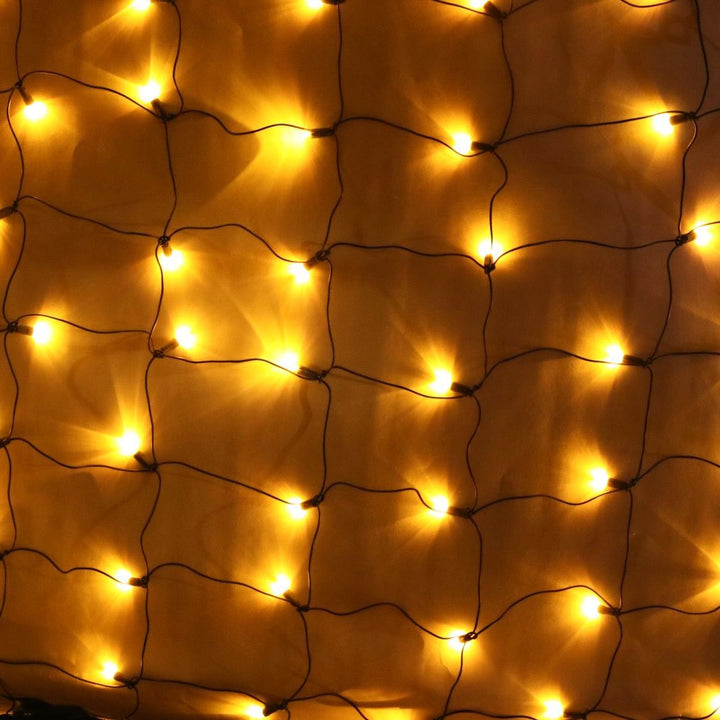 100-light Orange 5mm LED Net Lights, Green Wire