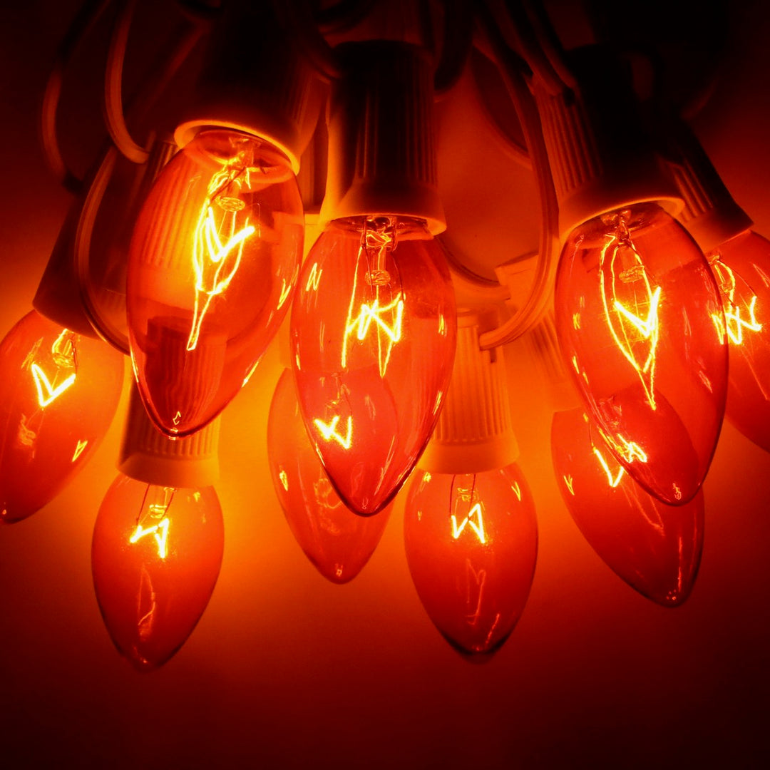 C9 Orange Glass Bulbs E17 Bases